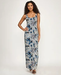 City Studios Women's Sequin Square-Neck Maxi Dress