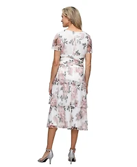 Sl Fashions Women's Printed Tea-Length Midi Dress