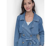 Dkny Jeans Women's Storm Flap Denim Trench Coat