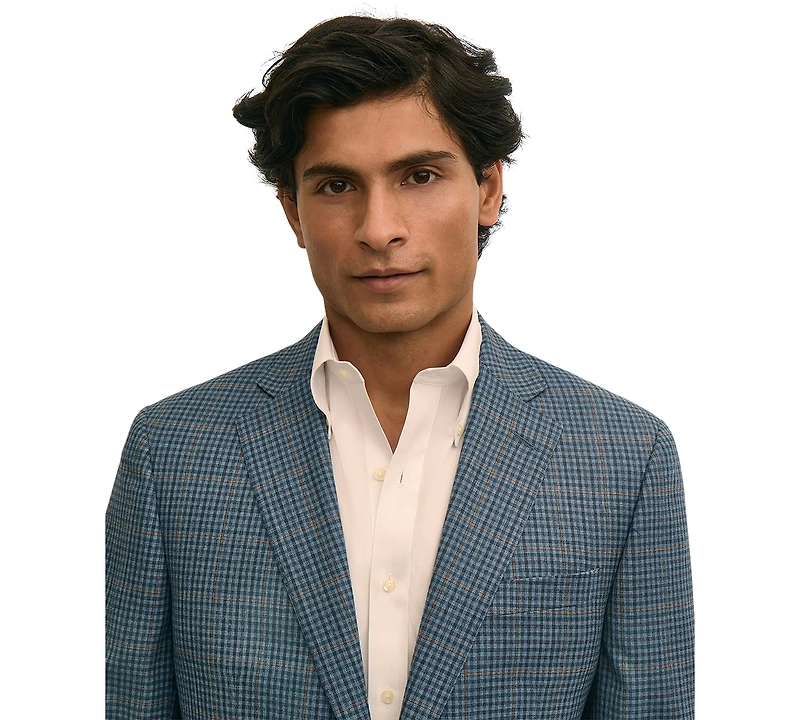 B by Brooks Brothers Men's Plaid Stretch Classic-Fit Suit Jacket