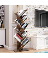 Sugift 8-Tier Free Standing Tree Bookshelf