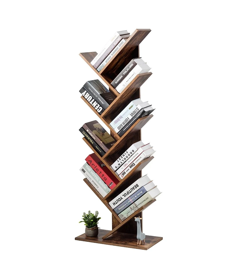 Sugift 8-Tier Free Standing Tree Bookshelf