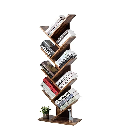 Sugift 8-Tier Free Standing Tree Bookshelf