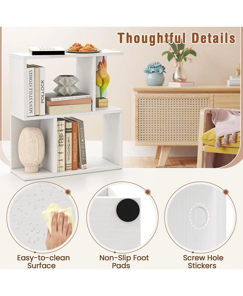 Sugift 3-Tier Bookshelf with Display Shelf for Small Space