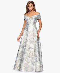 Xscape Women's Sweetheart-Neck Metallic-Jacquard Ball Gown