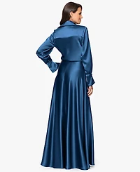 Xscape Women's Collared Long-Sleeve Dress