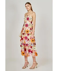 endless rose Women's 3D Foral layeredmidi dress