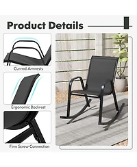 Gymax Pcs Patio Rocking Chair Outdoor Ergonomic Rockers w/ Breathable Fabric Seat