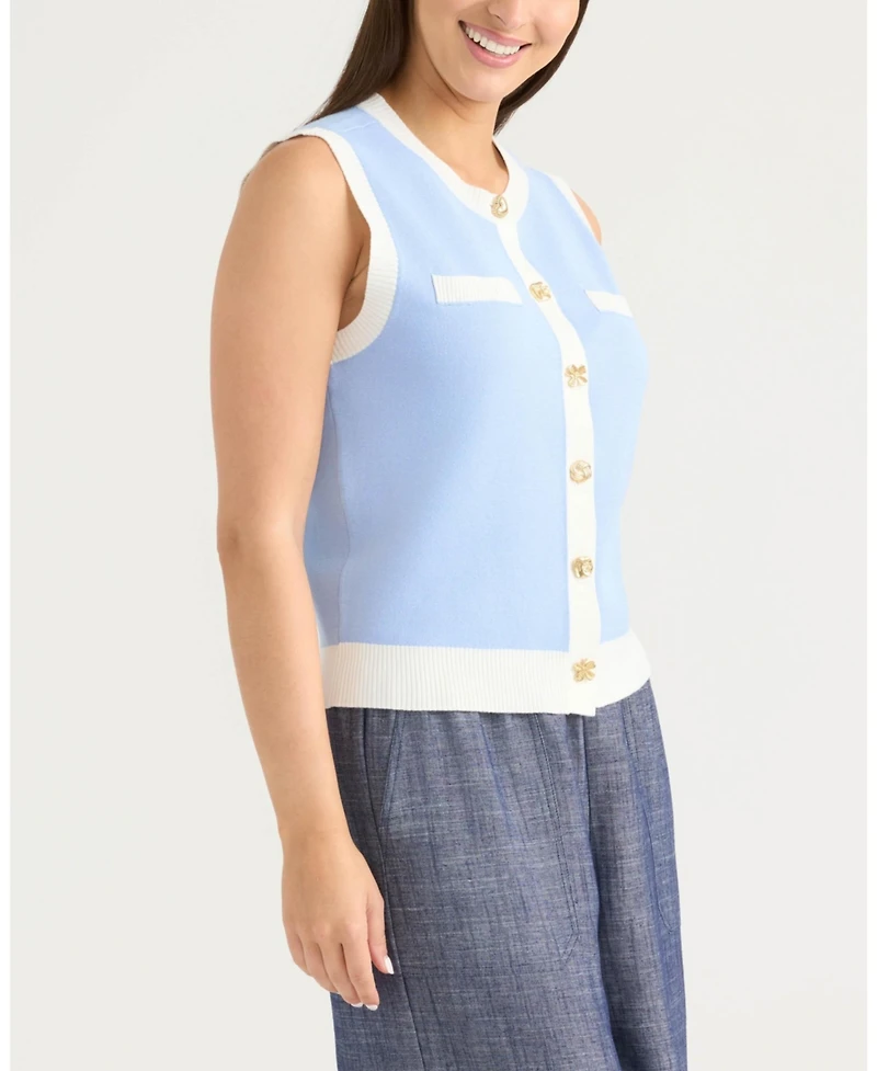 Ellen Tracy Women's Button Front Sweater Vest