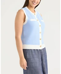 Ellen Tracy Women's Button Front Sweater Vest