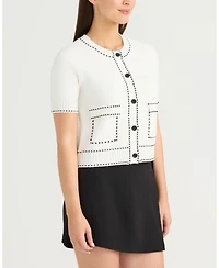 Ellen Tracy Women's Short Cardigan with Stitch Detailing
