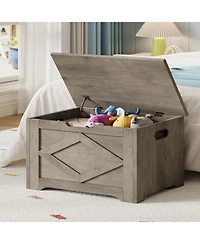 gaomon Wooden Storage Chest - Easy Assembly Toy Bench for Entryway with Safety Hinge