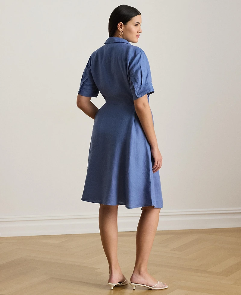 Lauren Ralph Plus Tie-Front Shirt Dress