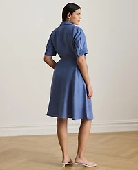 Lauren Ralph Plus Tie-Front Shirt Dress