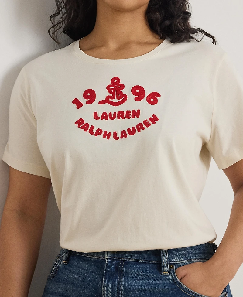 Lauren Ralph Plus Embroidered Logo T-Shirt
