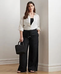 Lauren Ralph Plus-Size 100% Linen Wide-Leg Pants