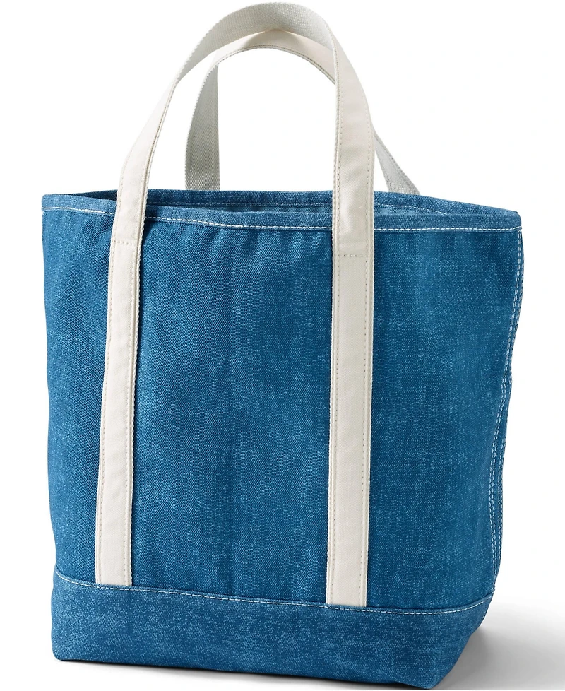 Lands' End Large 5 Pocket Open Top Canvas Tote Bag