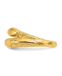 Solid 18k Yellow Gold Adjustable Textured Snake Ring
