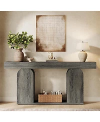 Tribesigns Farmhouse Wood Console Table, with U-Shaped Base