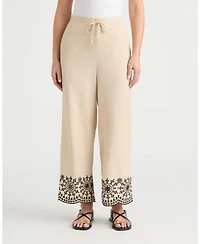 Ellen Tracy Women's Pull-On Cropped Pant with Embroidered Hem