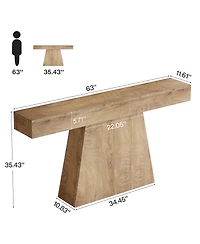 Tribesigns 63" Black Console Table, Farmhouse Entryway Table with Trapezoidal Base, Narrow Long Wood Sofa Table Behind Couch Table for Entrance, Hallw