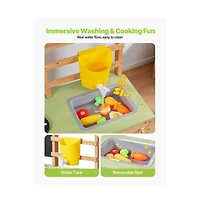 Slickblue Kids Outdoor Mud Kitchen Playset with Sink, Tank, and Cookware