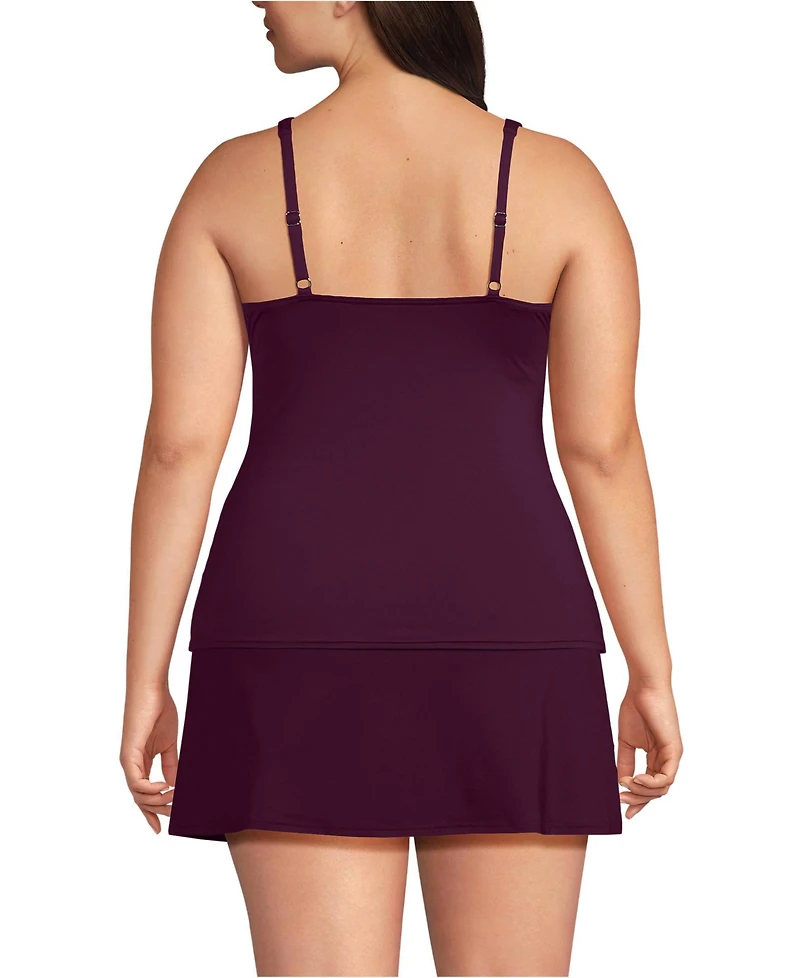 Lands' End Plus Size Dd-Cup Sweetheart Wrap Underwire Tankini Top