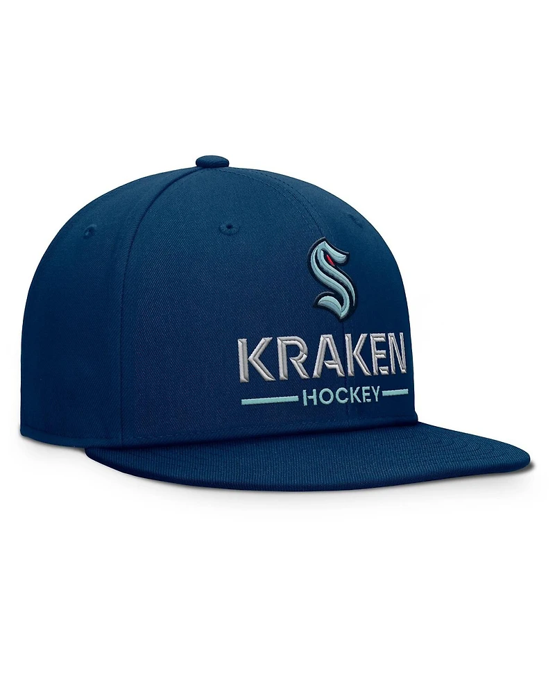 Fanatics Men's Deep Sea Blue Seattle Kraken Authentic Pro Rink Lockup Snapback Hat