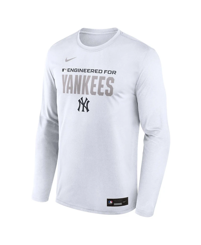 Nike Men's White New York Yankees Authentic Collection Legend Dri-fit Long Sleeve T-Shirt