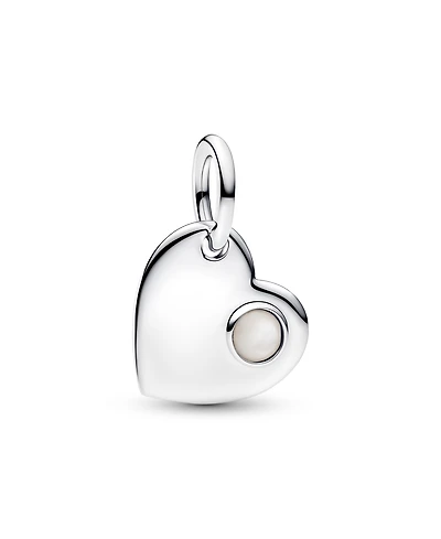 Pandora June Engravable Heart White Stone Dangle Charm