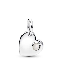 Pandora June Engravable Heart White Stone Dangle Charm
