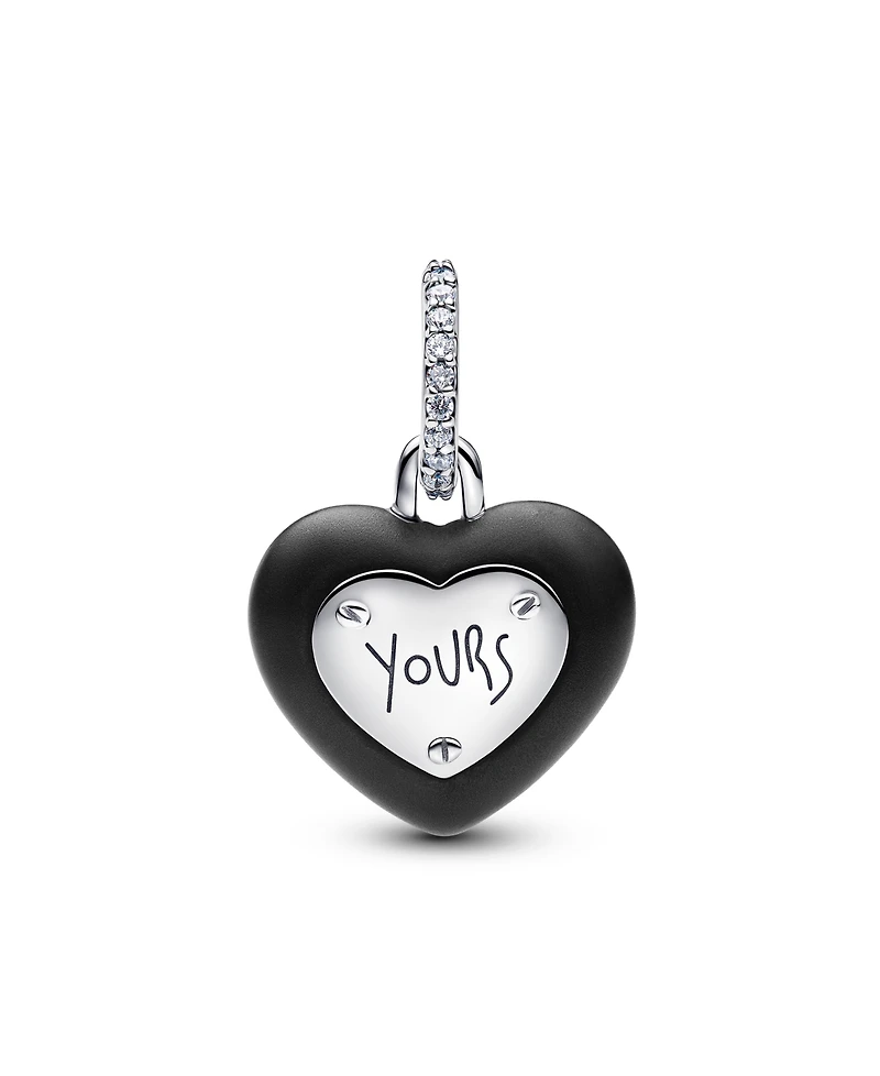Pandora Matte Black Ceramic Heart Padlock Dangle Charm