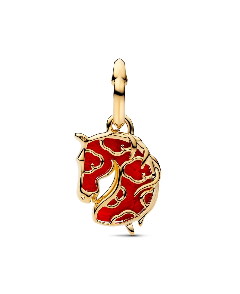 Pandora Red Fire Horse Murano Glass Dangle Charm