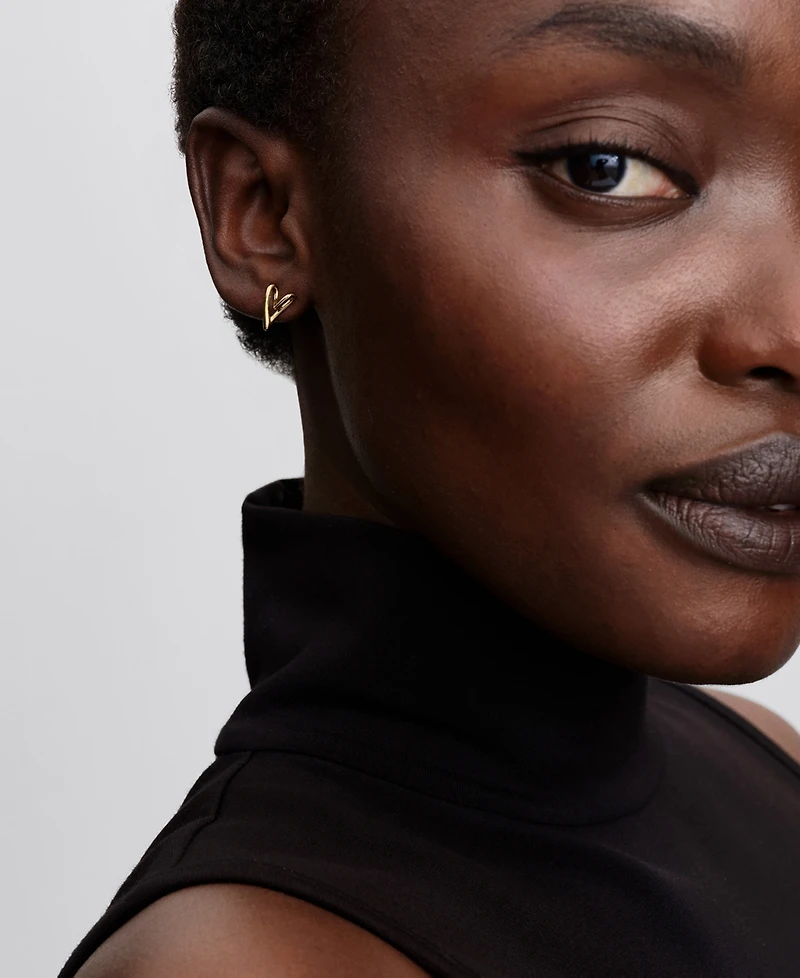 Pandora Organically Shaped Heart Stud Earrings