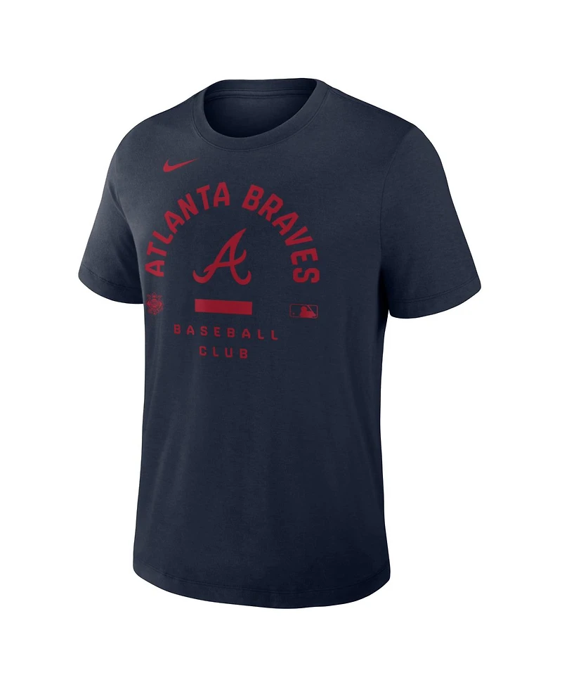 Nike Men's Navy Atlanta Braves Authentic Collection Early Work Tri-Blend Dri-fit T-Shirt