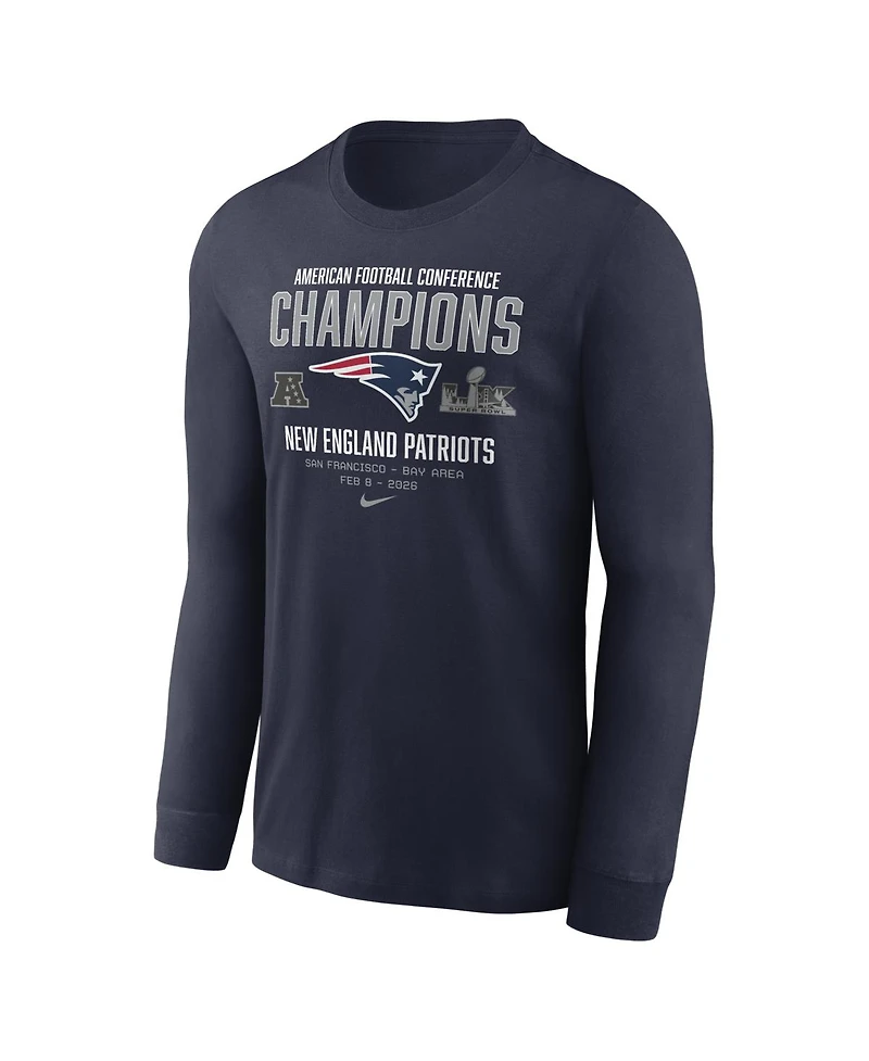 Nike Men's Navy New England Patriots 2025 Afc Champions Team Nation Long Sleeve T-Shirt