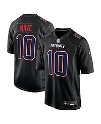 Nike Men's Drake Maye Carbon Black New England Patriots Fashion Game Jersey