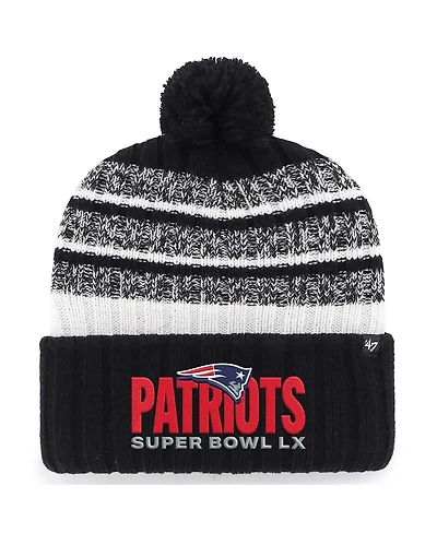 '47 Brand Men's Black New England Patriots Super Bowl Lx Tavern Cuffed Knit Hat with Pom