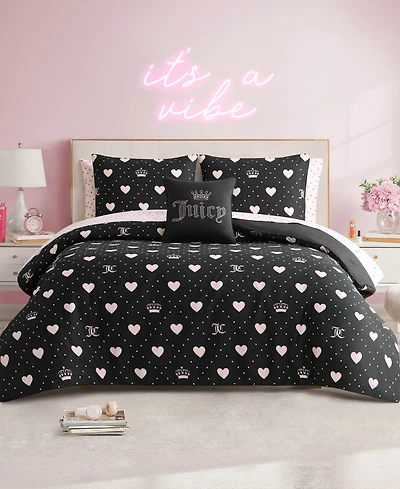 Juicy Couture Hearts Diamond Bed in a Bag 8-Pc. Comforter Set, Queen