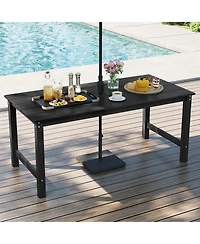 Gymax Hdpe Outdoor Dining Table for 6 Person 67'' Patio w/ Wood-Like Tabletop