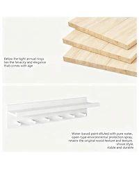 Yigii Solid Wood Wall Hook Shelf for Bathroom/Kitchen, Easy Install, Multi-Use