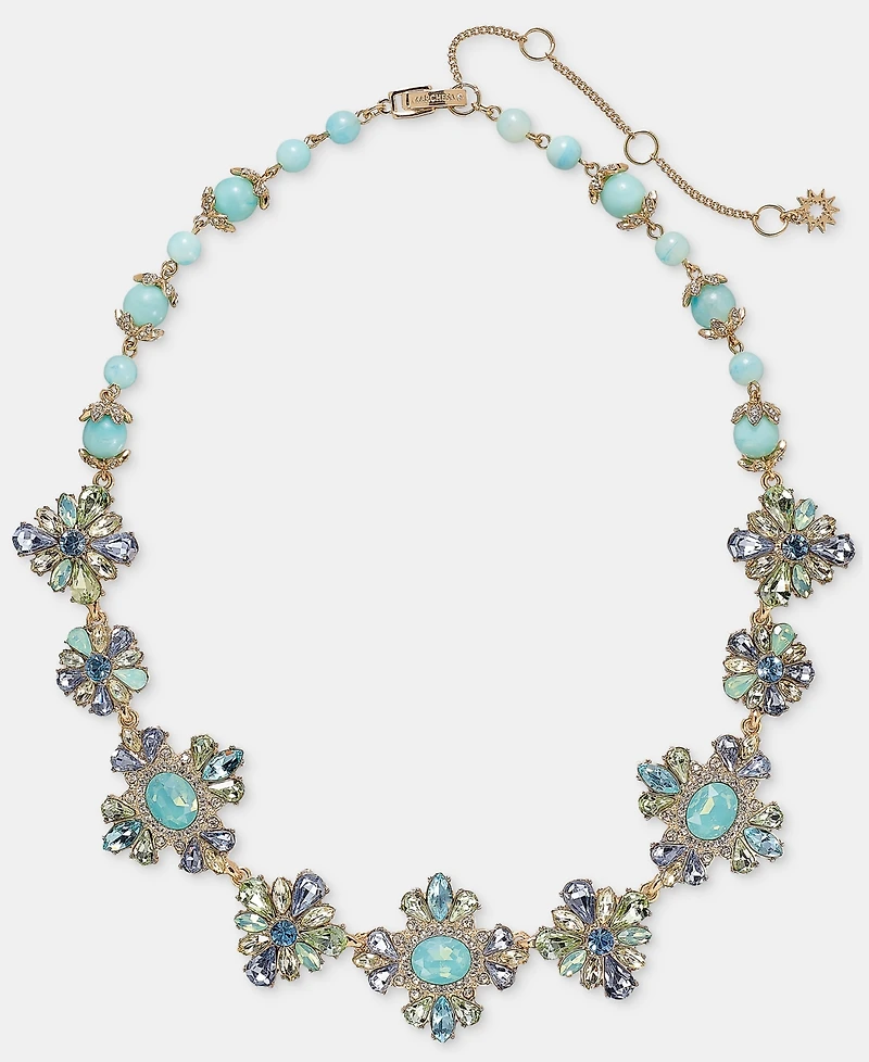 Marchesa Stone Cluster Flower Statement Collar Necklace, 16" + 3" extender