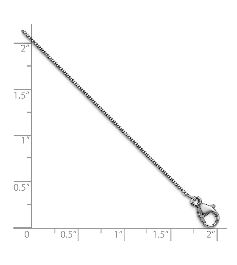 Curata Jewelry Solid 950 Platinum Sparkle-Cut Spiga Chain Necklace