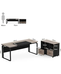 Tribesigns Office Desk with File Cabinet, Computer Executive Desk with Drawer Cabinet Set, L-Shaped