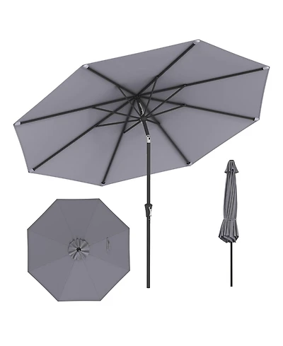 Gymax Patio Heavy Duty Market Umbrella w/ Tilt Mechanism Crank Handle 8 Sturdy Ribs Outdoor