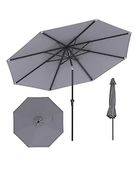 Gymax Patio Heavy Duty Market Umbrella w/ Tilt Mechanism Crank Handle 8 Sturdy Ribs Outdoor