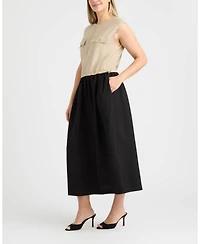 Ellen Tracy Women's Color Block Zip Front Dress