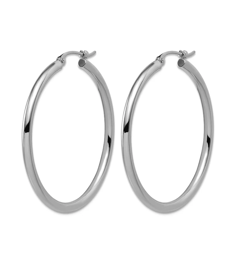Curata Jewelry Solid 950 Platinum Classic Hoop Earrings