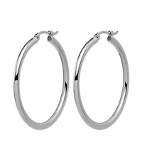 Curata Jewelry Solid 950 Platinum Classic Hoop Earrings