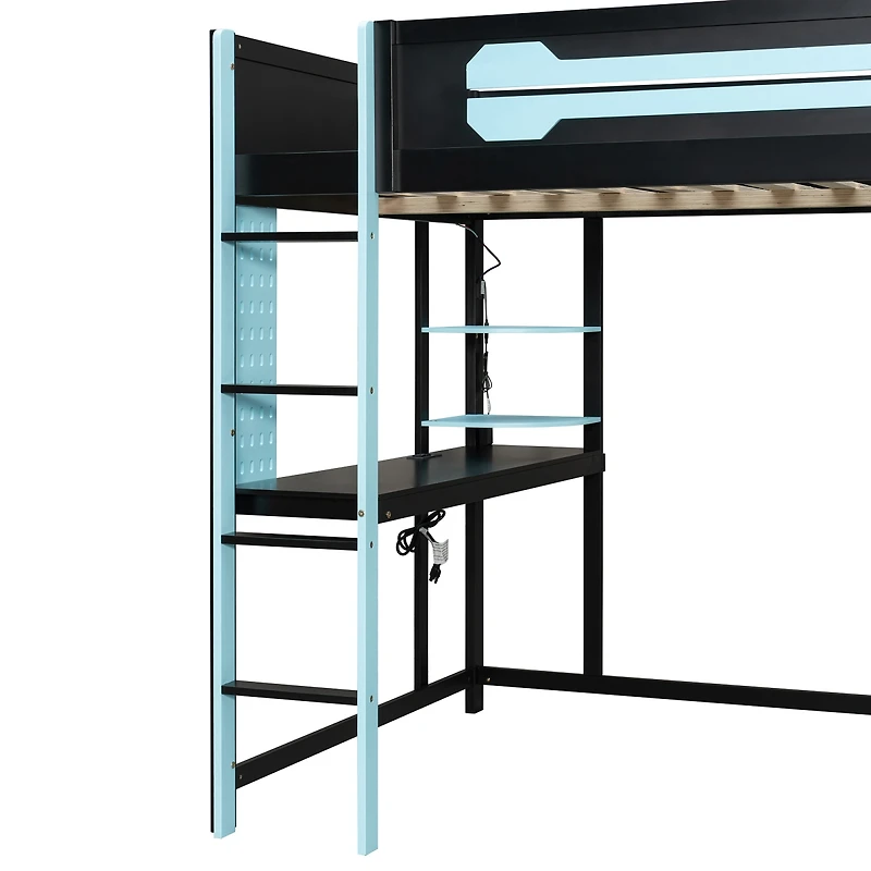 Streamdale Furniture Streamdale Full Size Wood Loft Bed with Desk